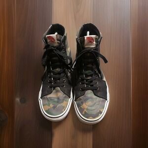 Mens Size 11 VANS Sneakers GREEN CAMO 508731 Hi TOP Skateboarding Running